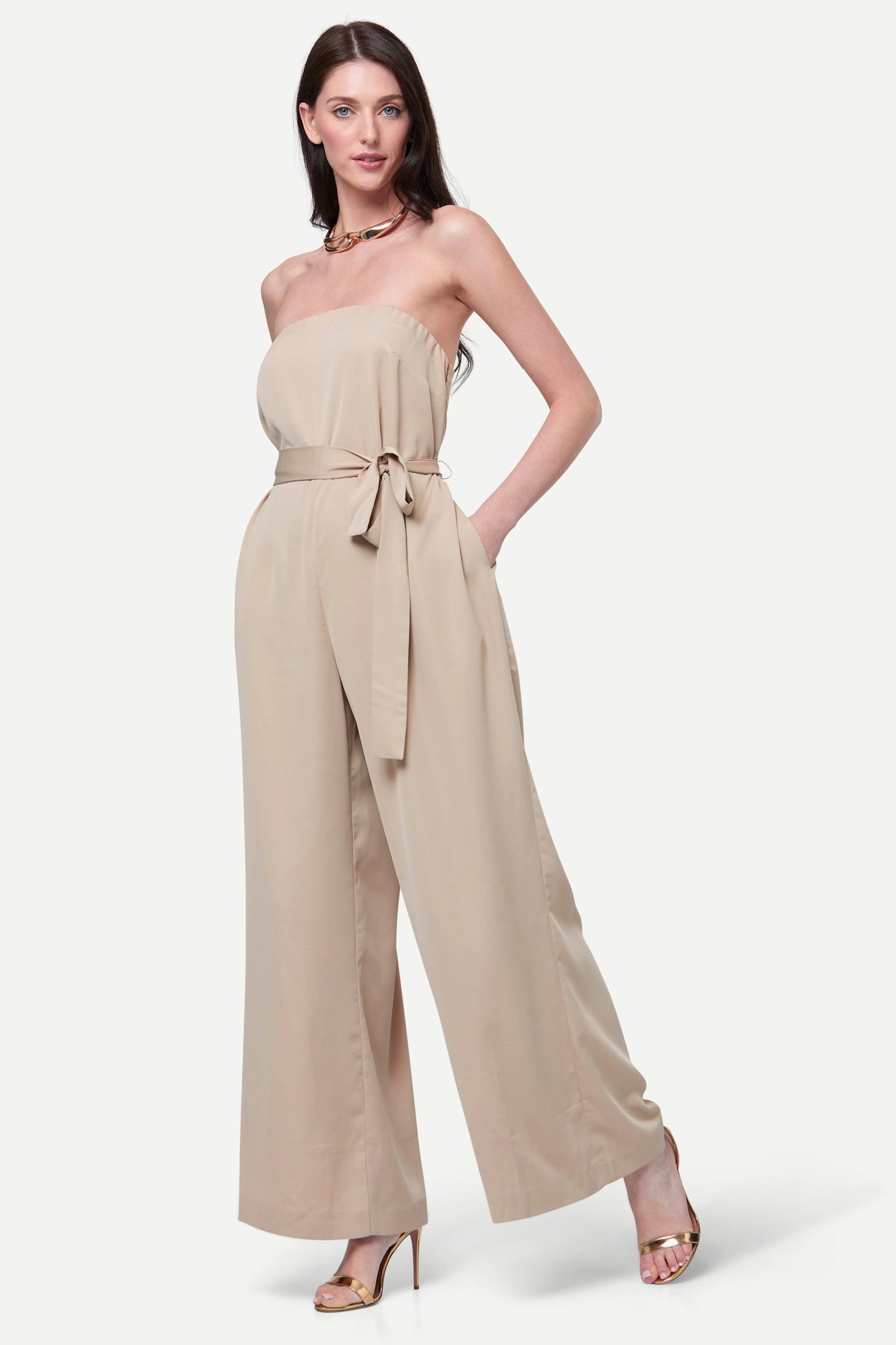 Zafur's Abbie Jumpsuit in Gilded Beige