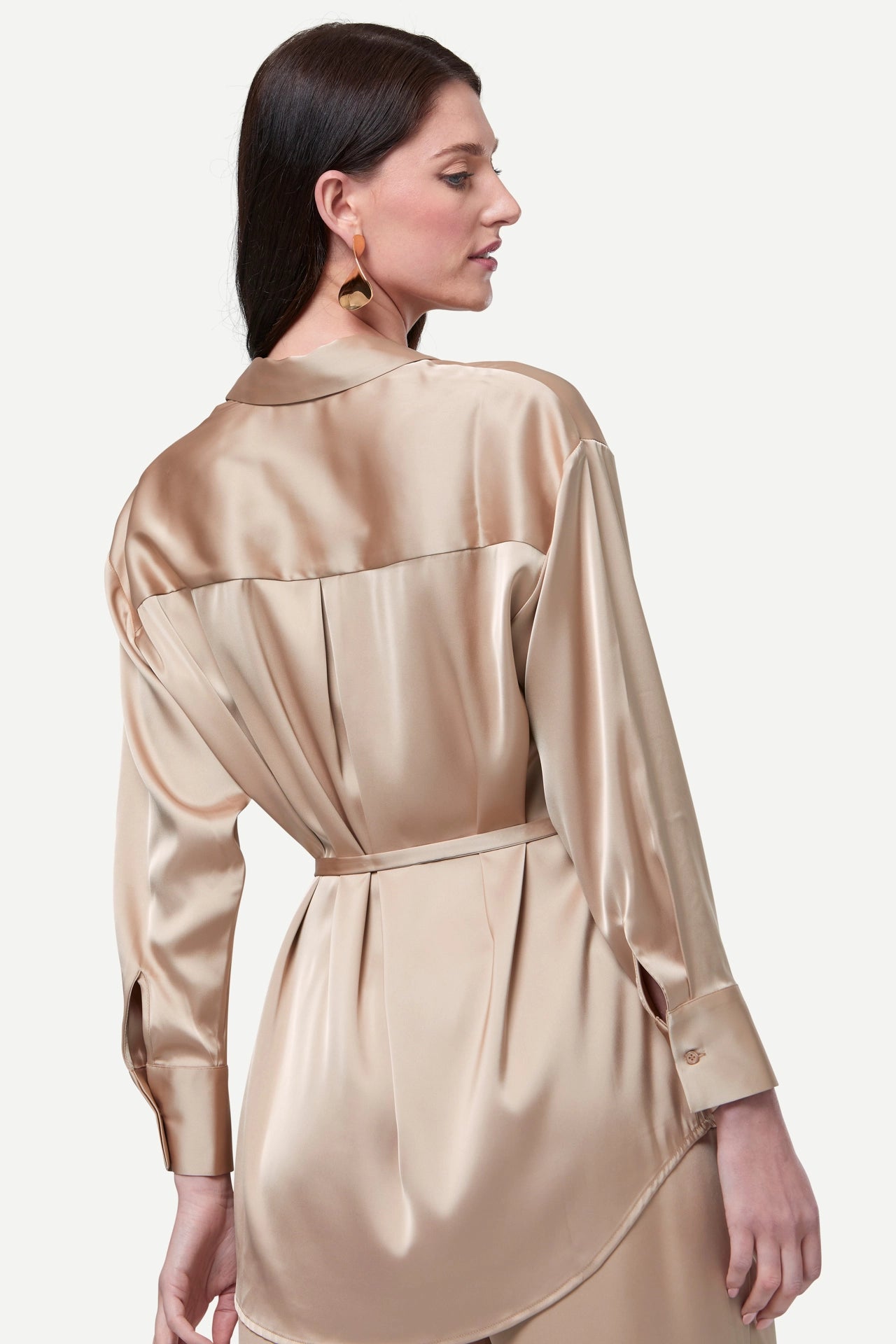 Zafur Baron Satin Blouse in Gold