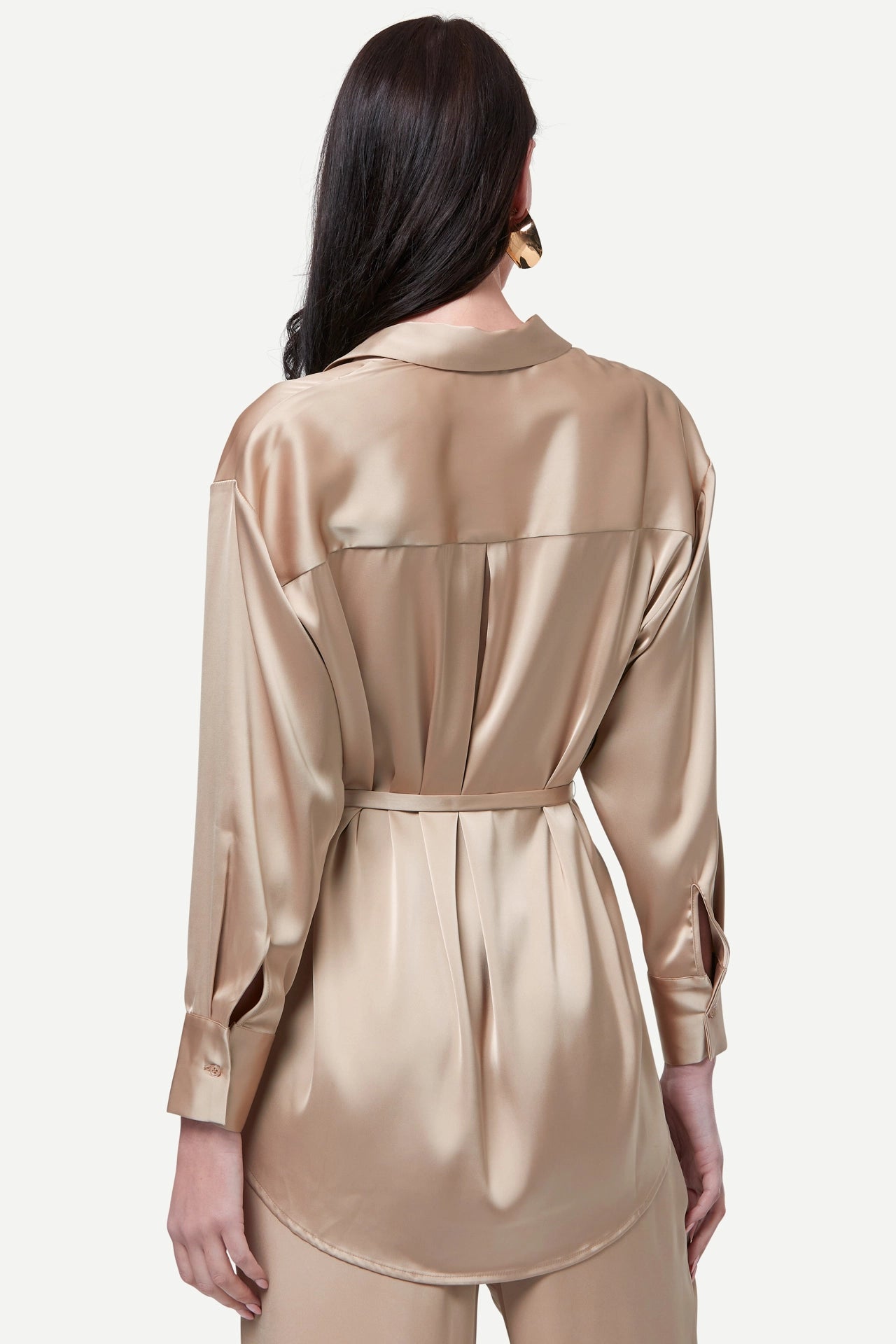 Zafur Baron Satin Blouse in Gold