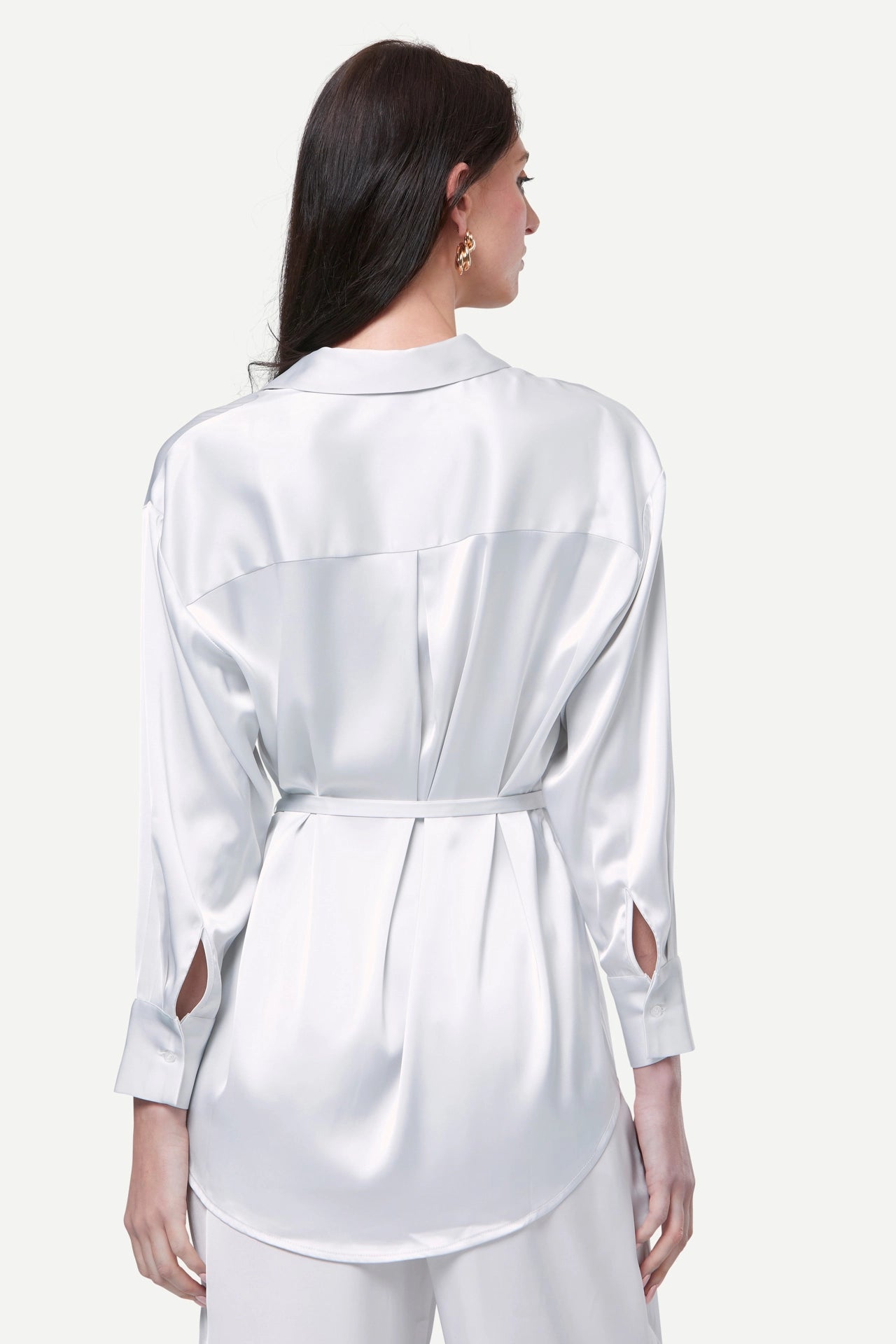 Zafur Baron Satin Blouse in White