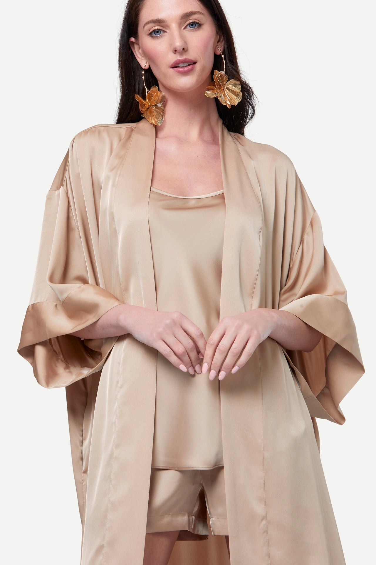 Zafur Destiny Satin Kimono in Gold