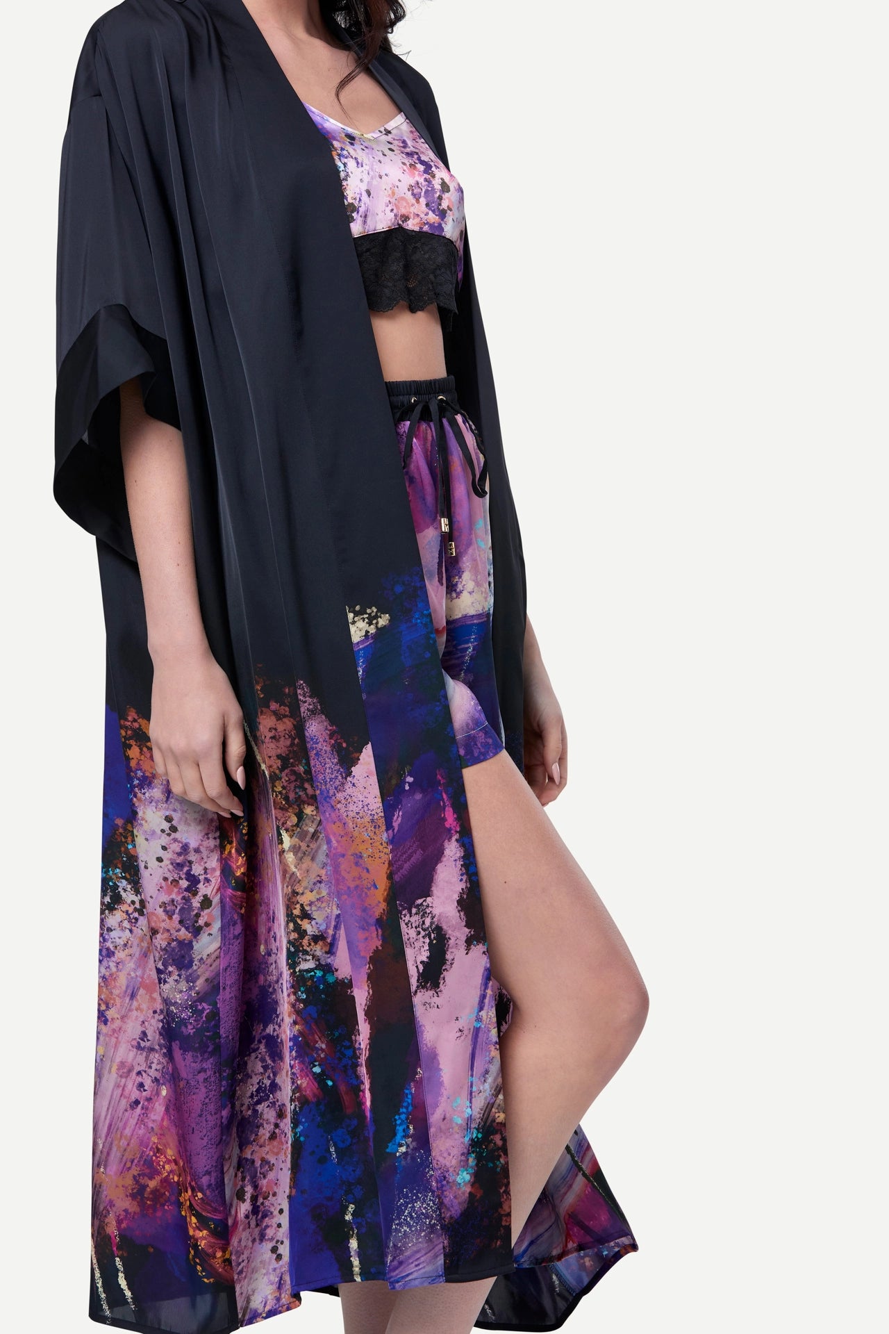 Zafur Destiny Satin Printed Kimono