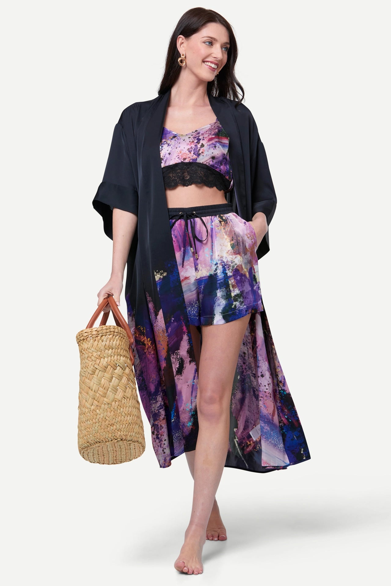 Zafur Destiny Satin Printed Kimono