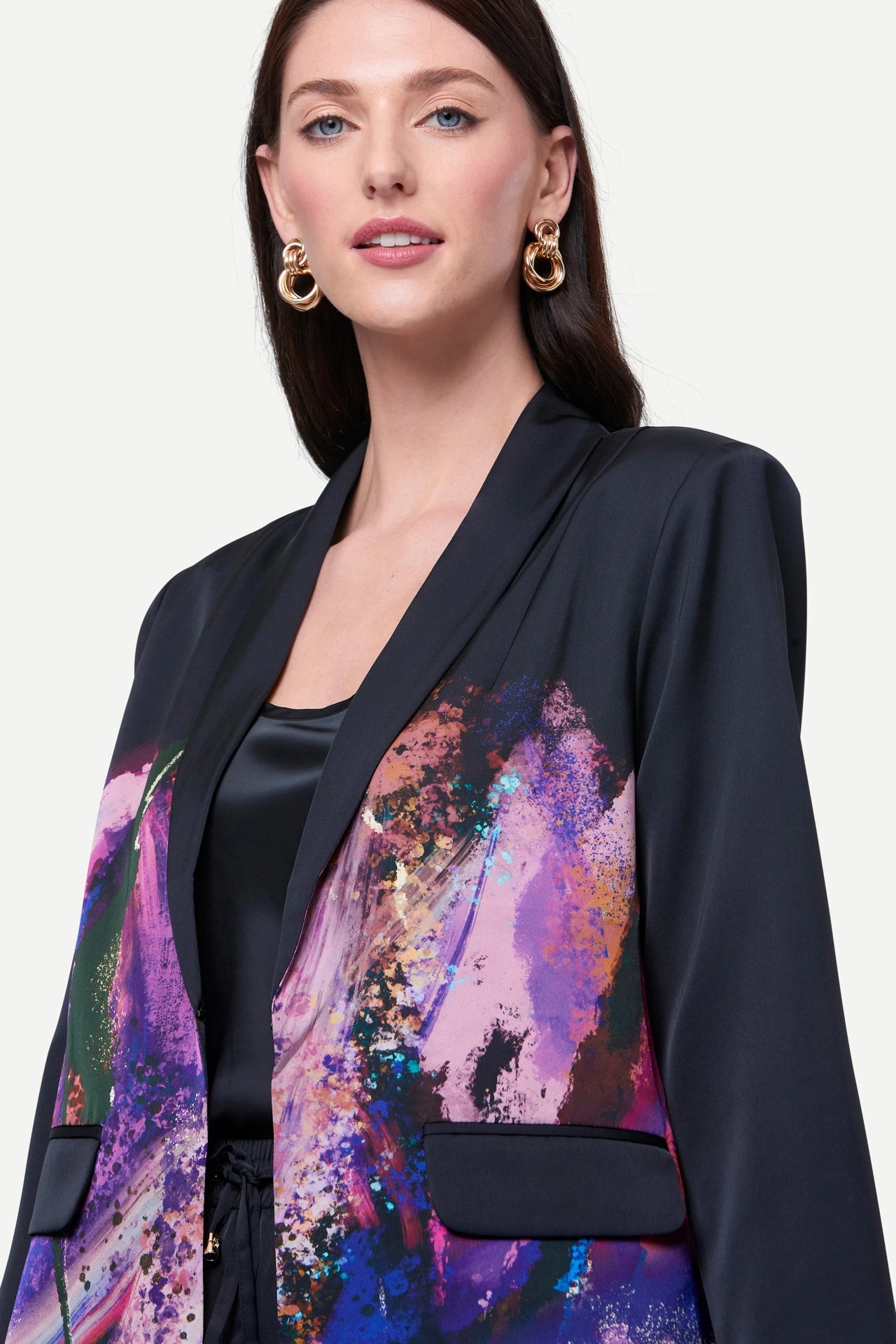 Zafur's Mayfair Blazer in Flower Print Black