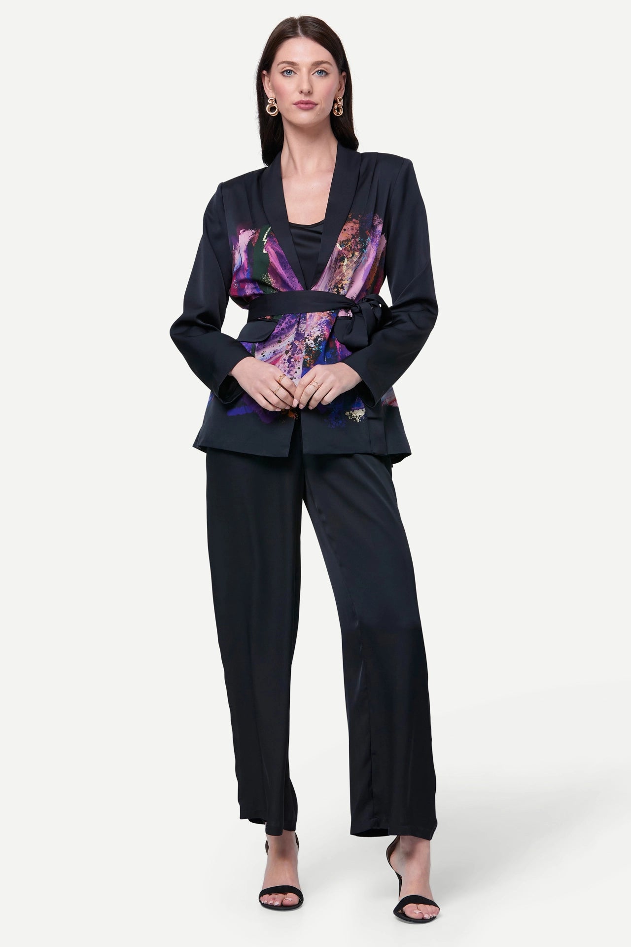 Zafur's Mayfair Blazer in Flower Print Black