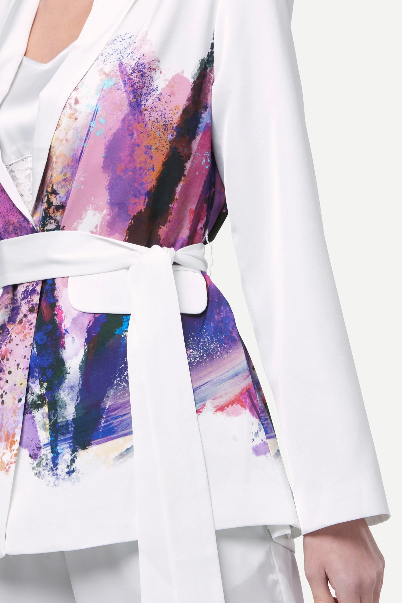 Zafur's Mayfair Blazer in Brushstroke Print White