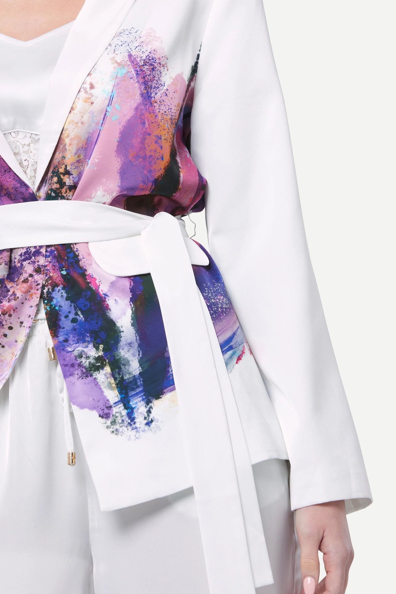 Zafur's Mayfair Blazer in Brushstroke Print White