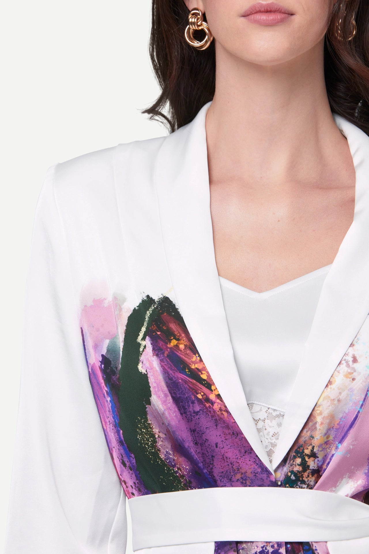 Zafur's Mayfair Blazer in Brushstroke Print White