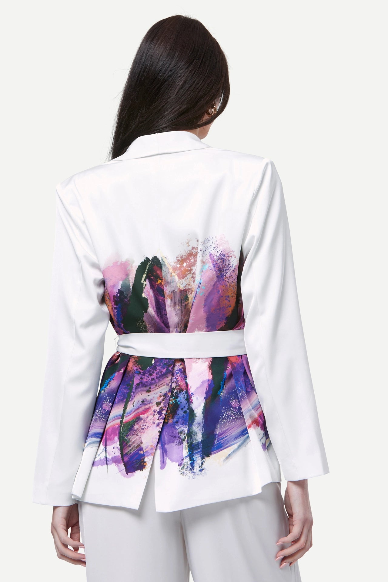 Zafur's Mayfair Blazer in Brushstroke Print White