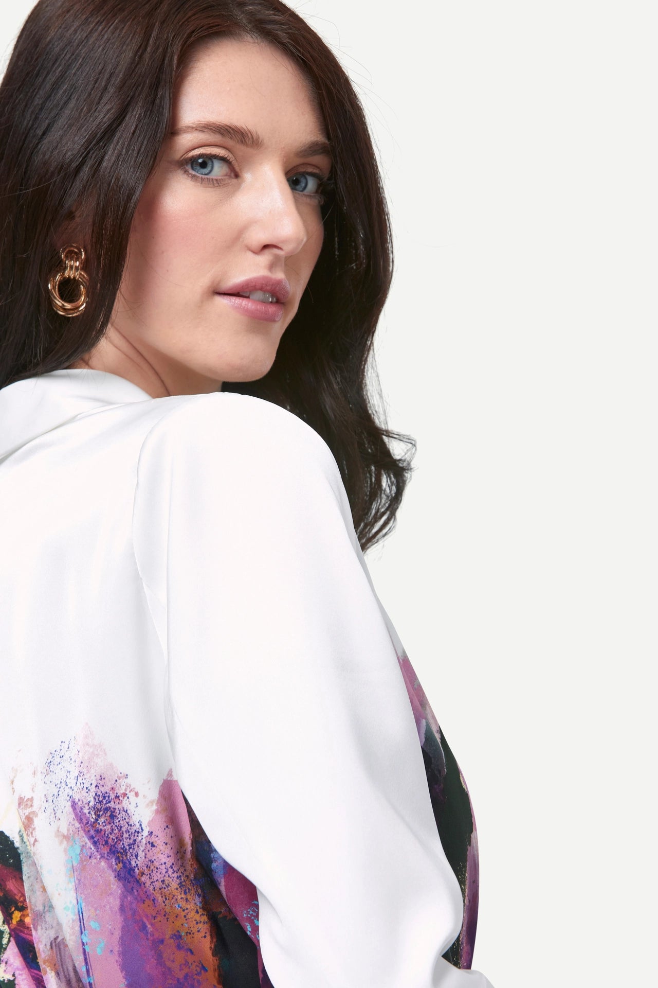 Zafur's Mayfair Blazer in Brushstroke Print White
