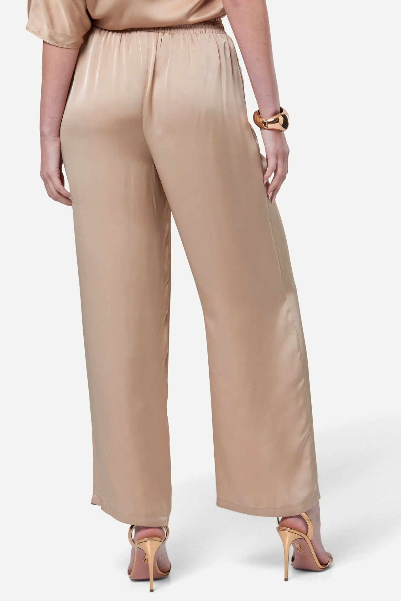 Zafur Mayfair Satin Trousers in Gold