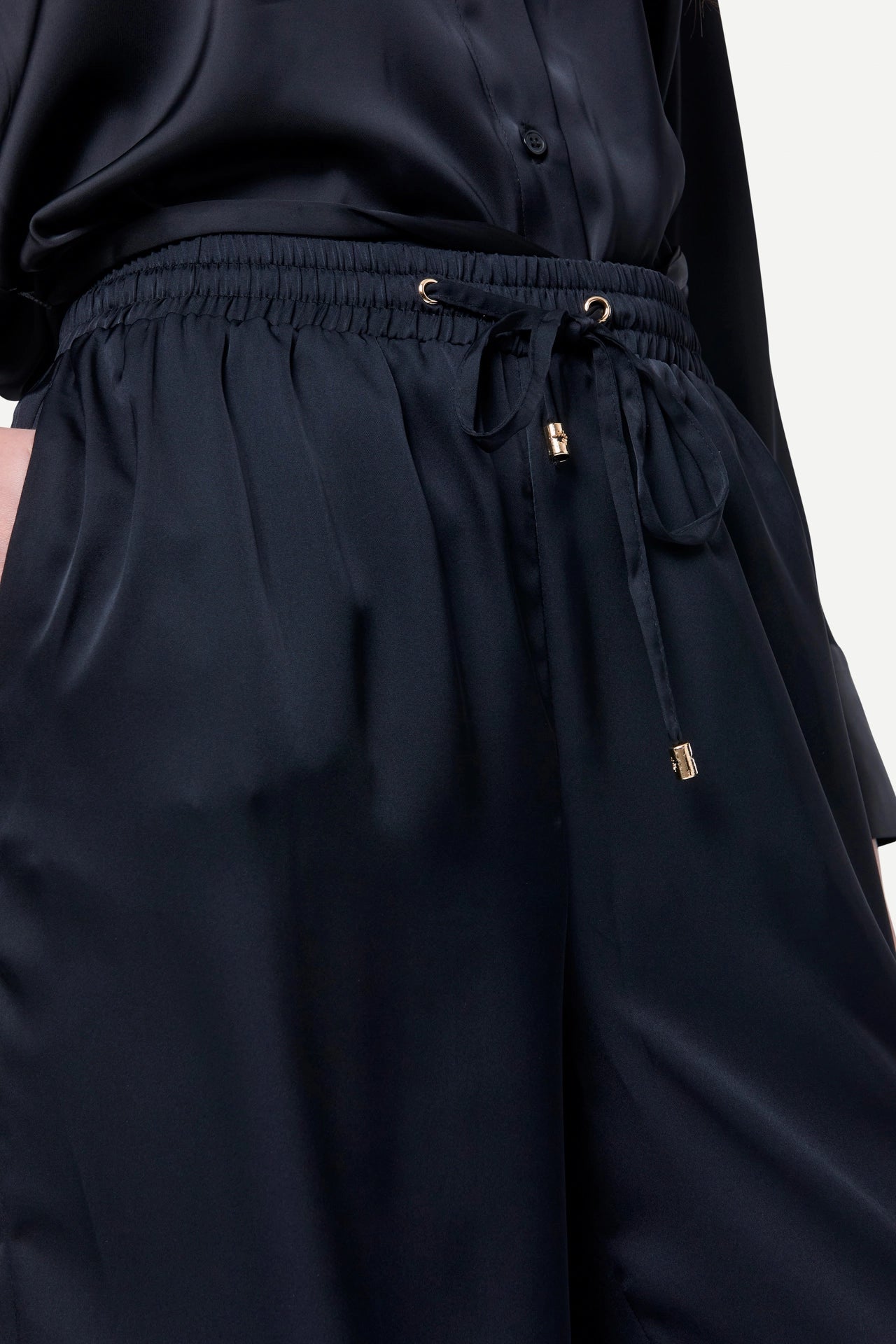 Zafur's Mayfair Satin Trousers in Brushstroke Print