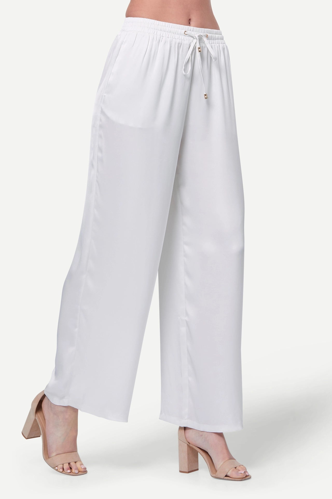 Zafur Mayfair Satin Trousers in White
