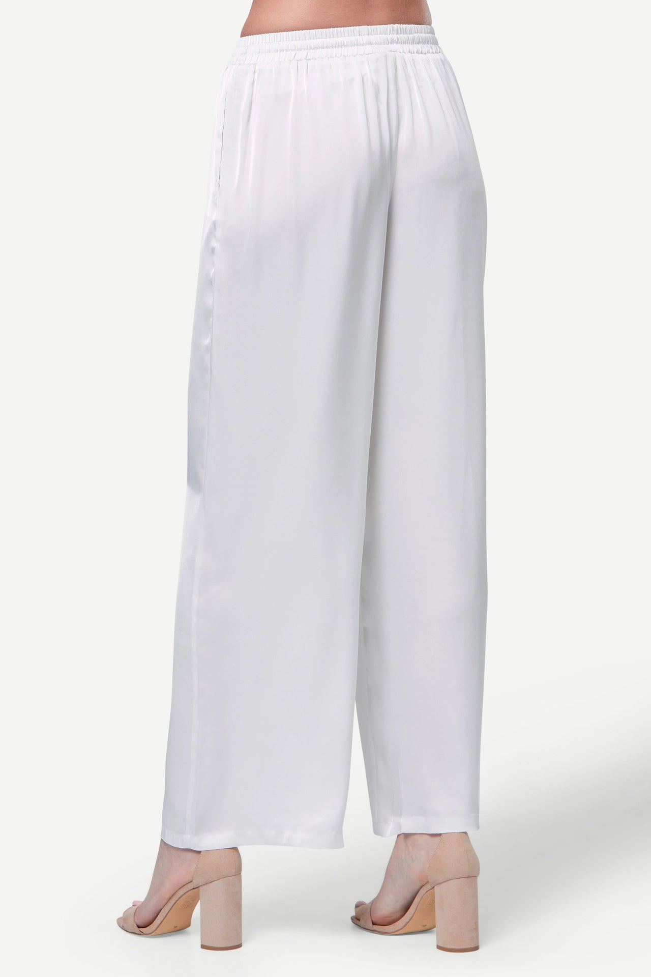 Zafur Mayfair Satin Trousers in White