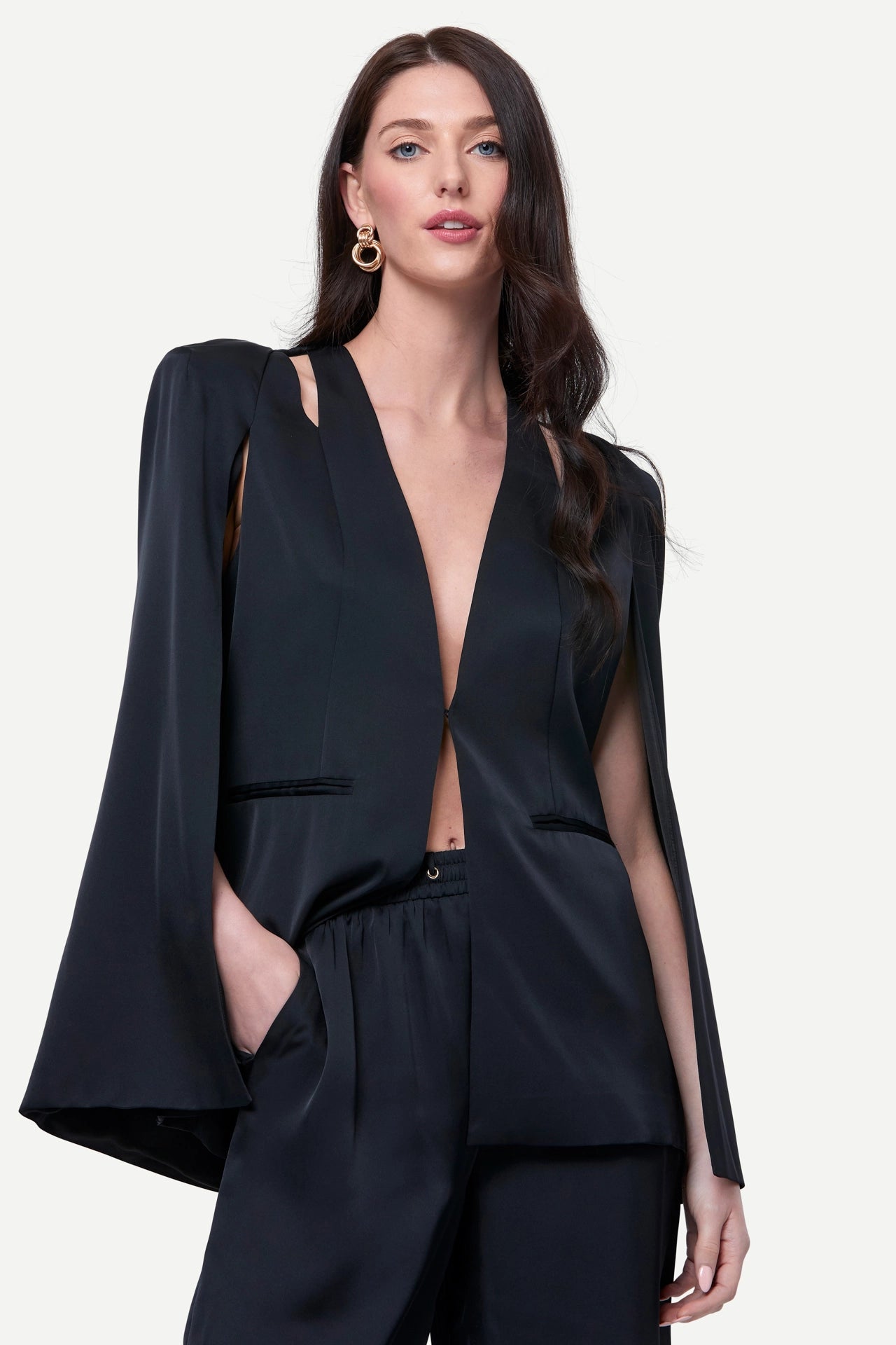 Zafur's Medinah Satin Blazer in Black