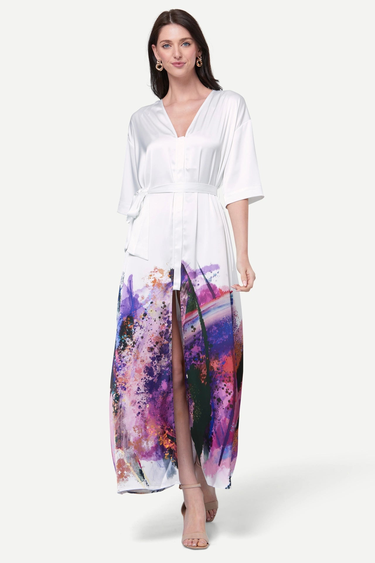 Zafur Santorini Dress in Brushstroke Print