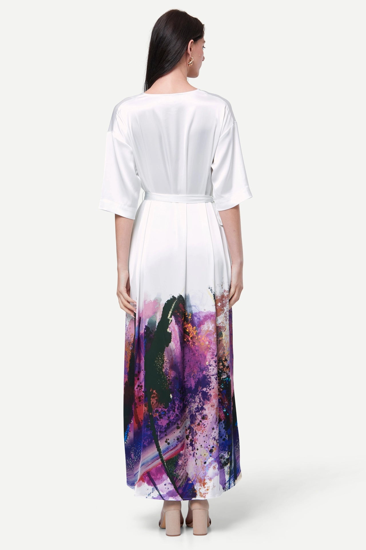 Zafur Santorini Dress in Brushstroke Print