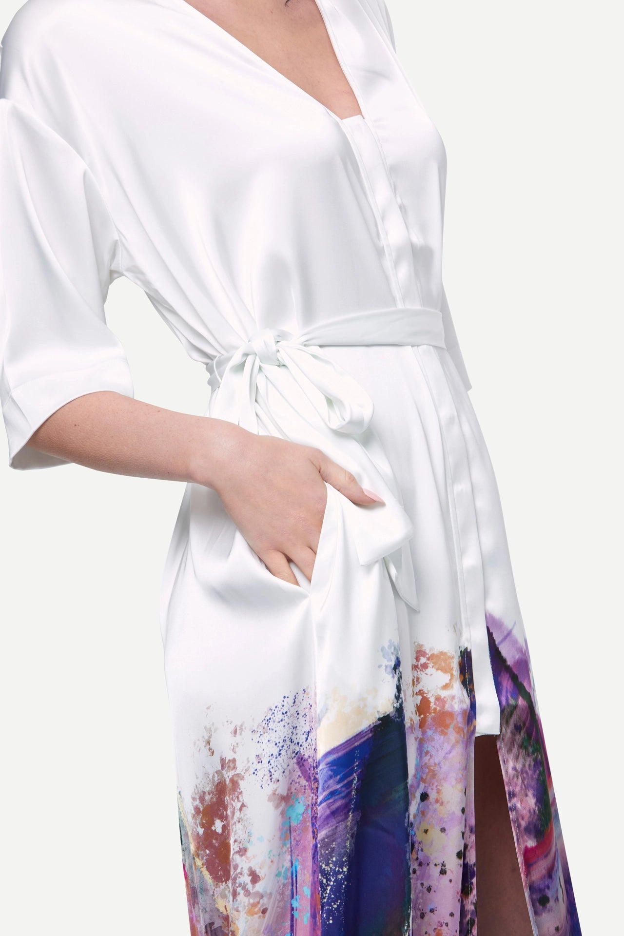 Zafur Santorini Dress in Brushstroke Print