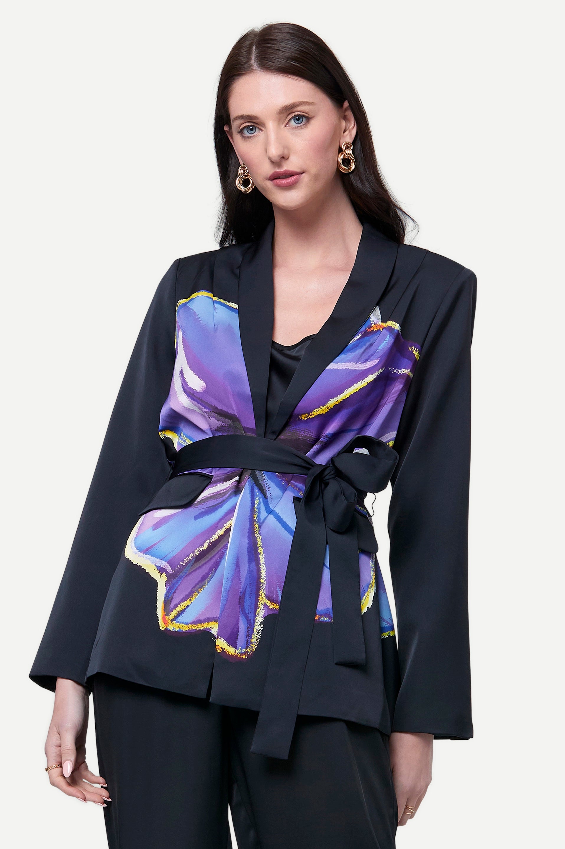 Mayfair Blazer in Flower Print/Caviar