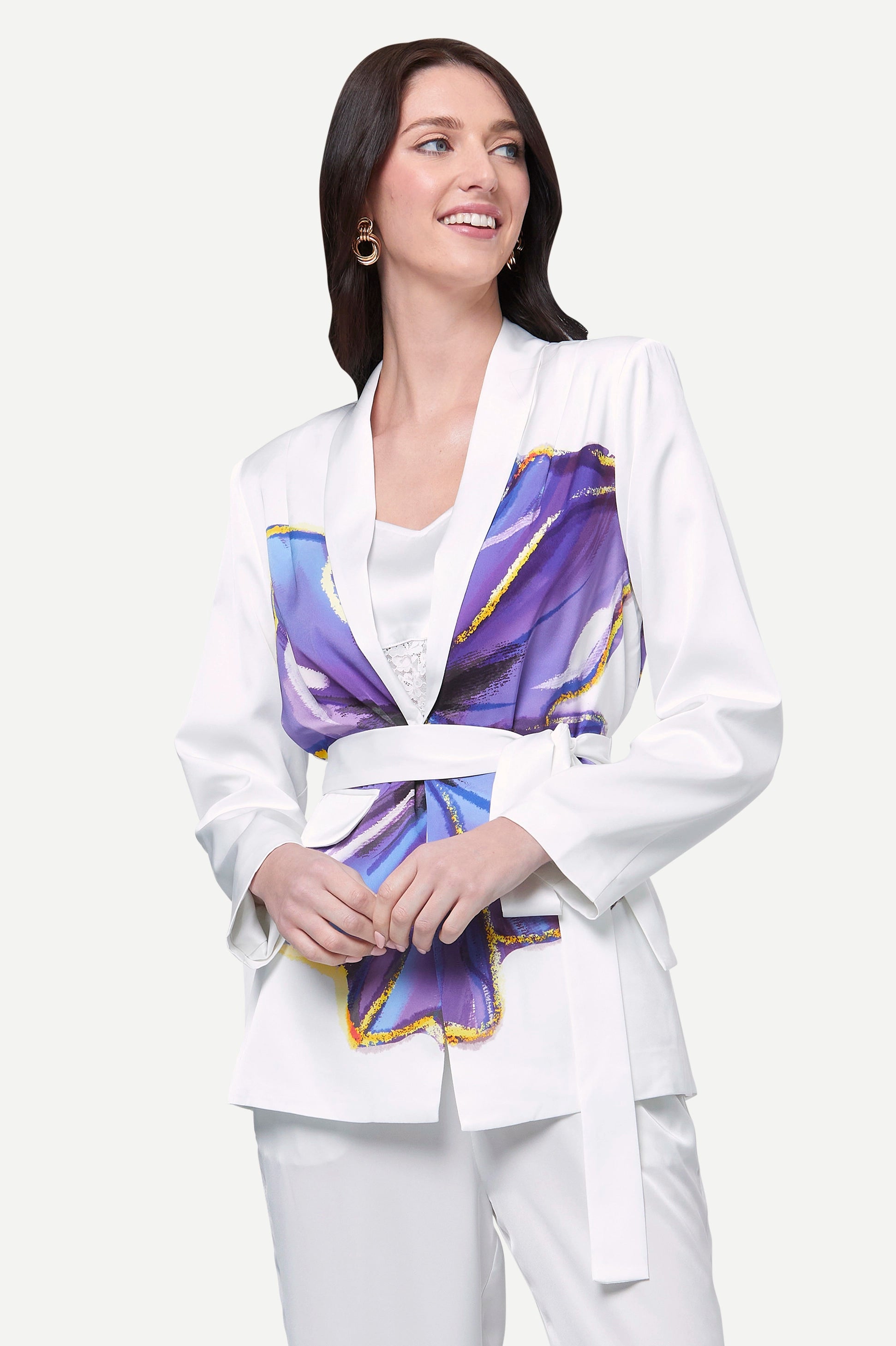 Zafur's Mayfair Blazer in Flower Print White