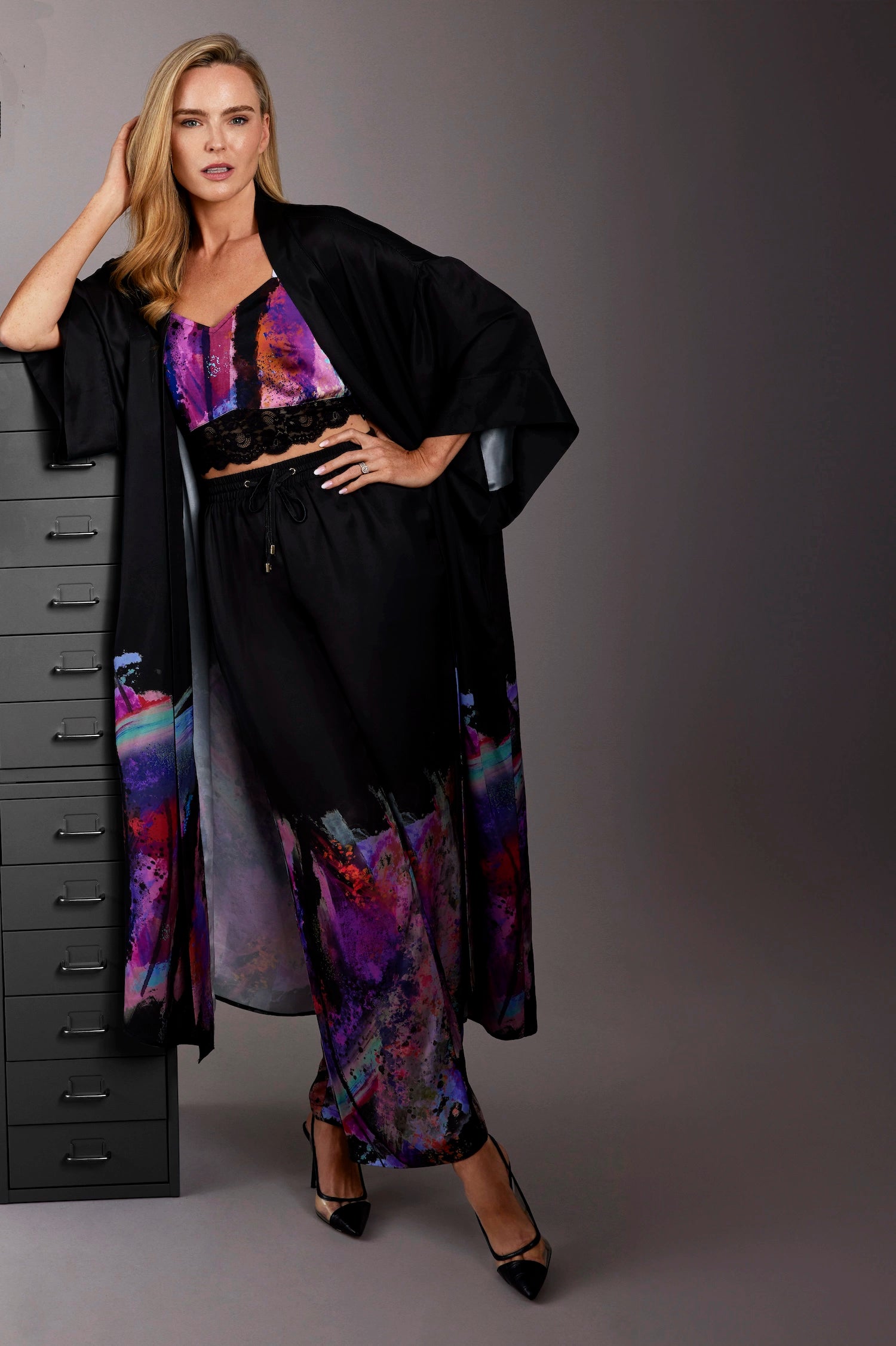 Zafur Destiny Satin Printed Kimono