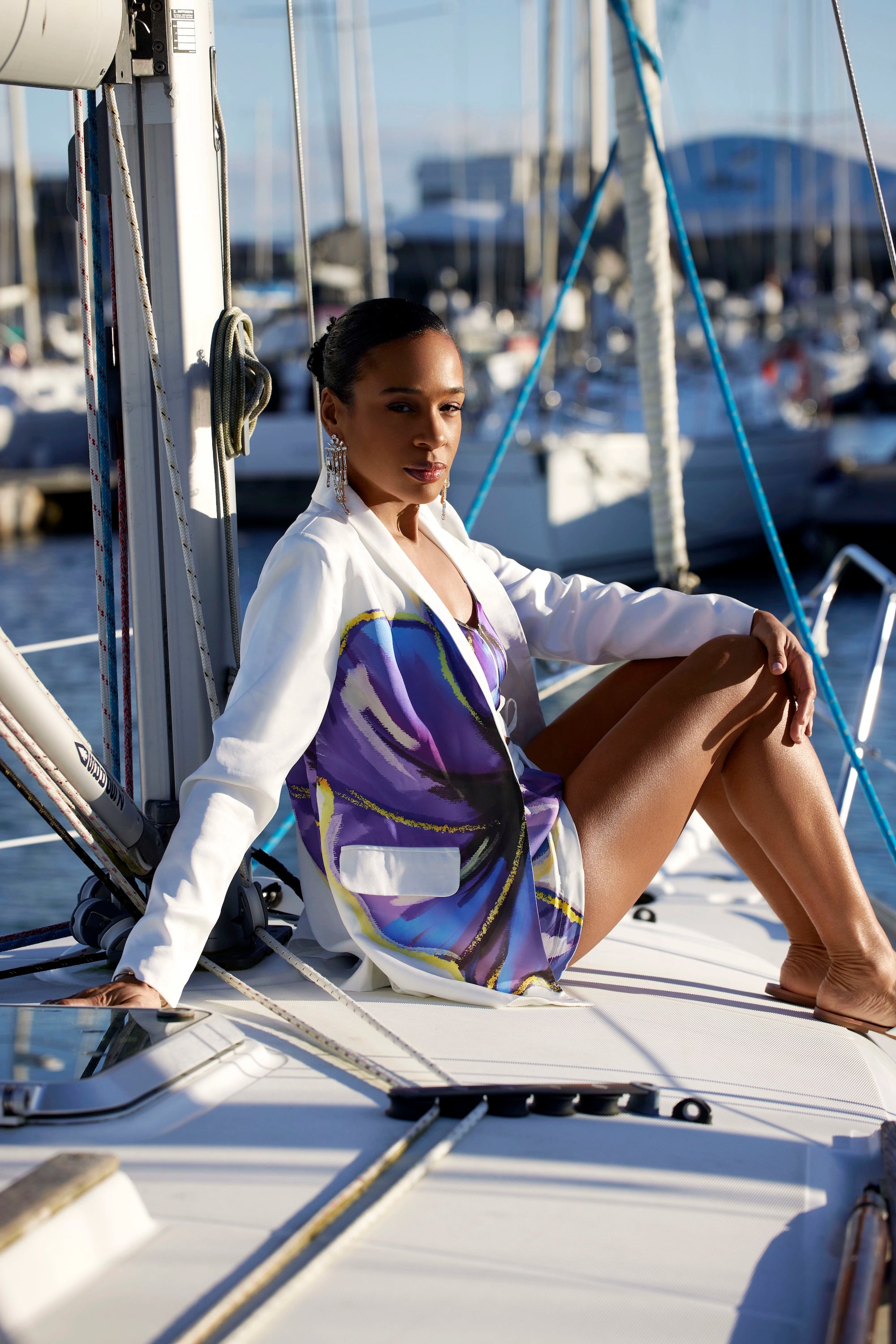 Zafur's Mayfair Blazer in Flower Print White