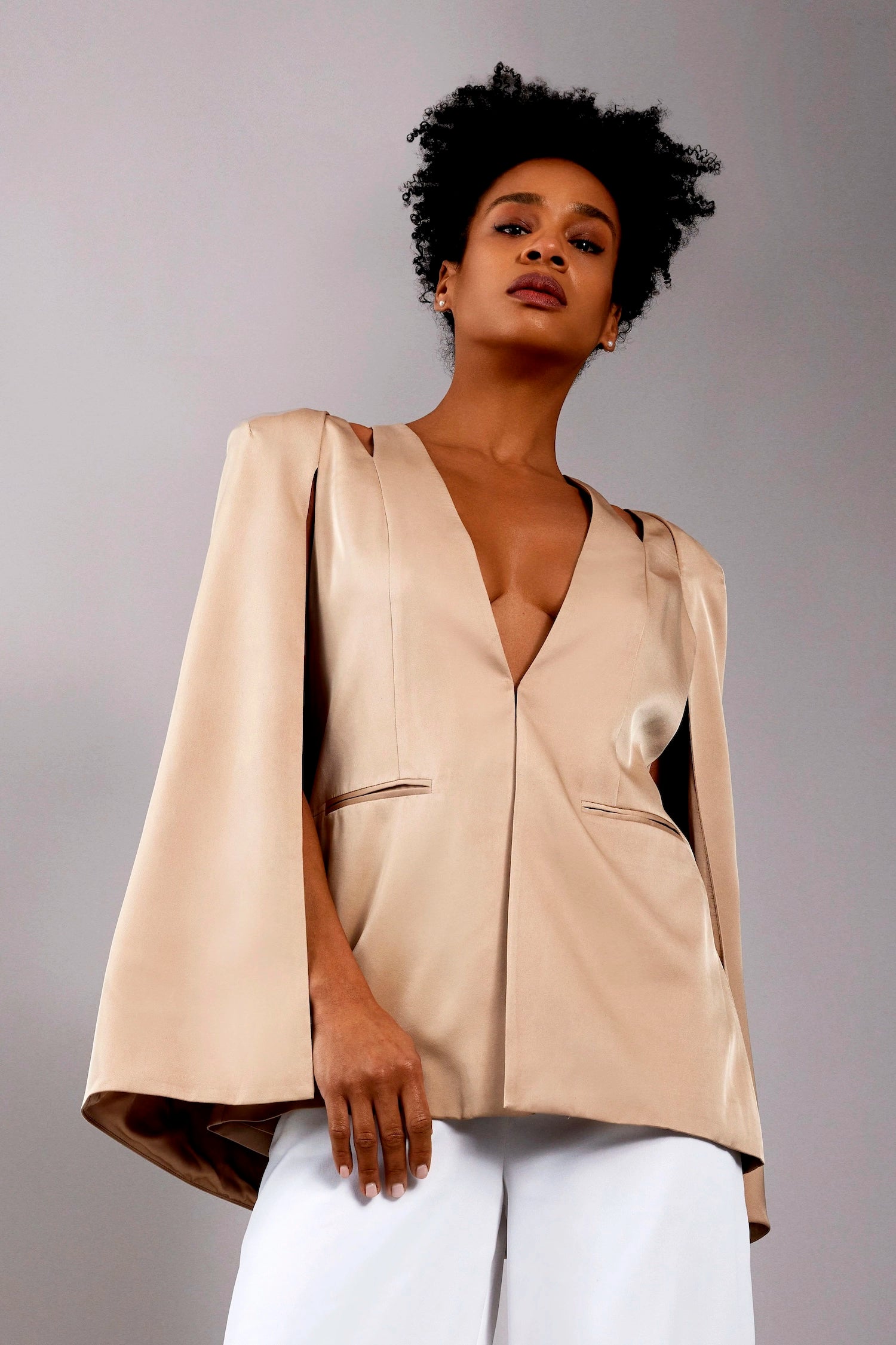 Zafur's Medinah Satin Blazer in Gold