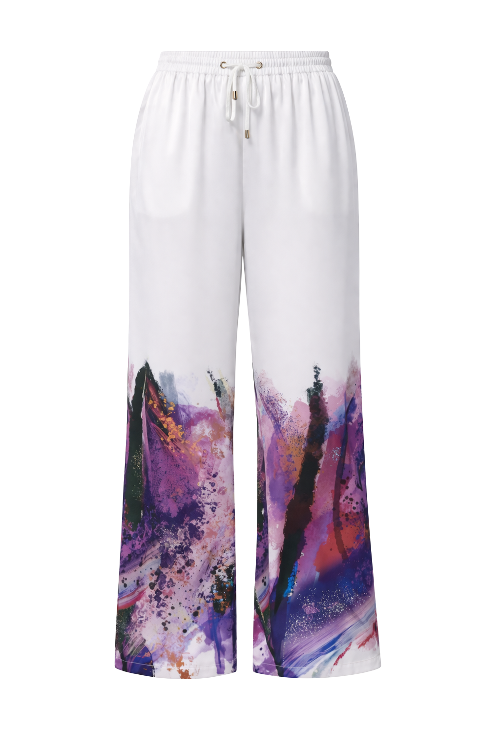 Mayfair Trouser in Brushstroke Print on Snow White