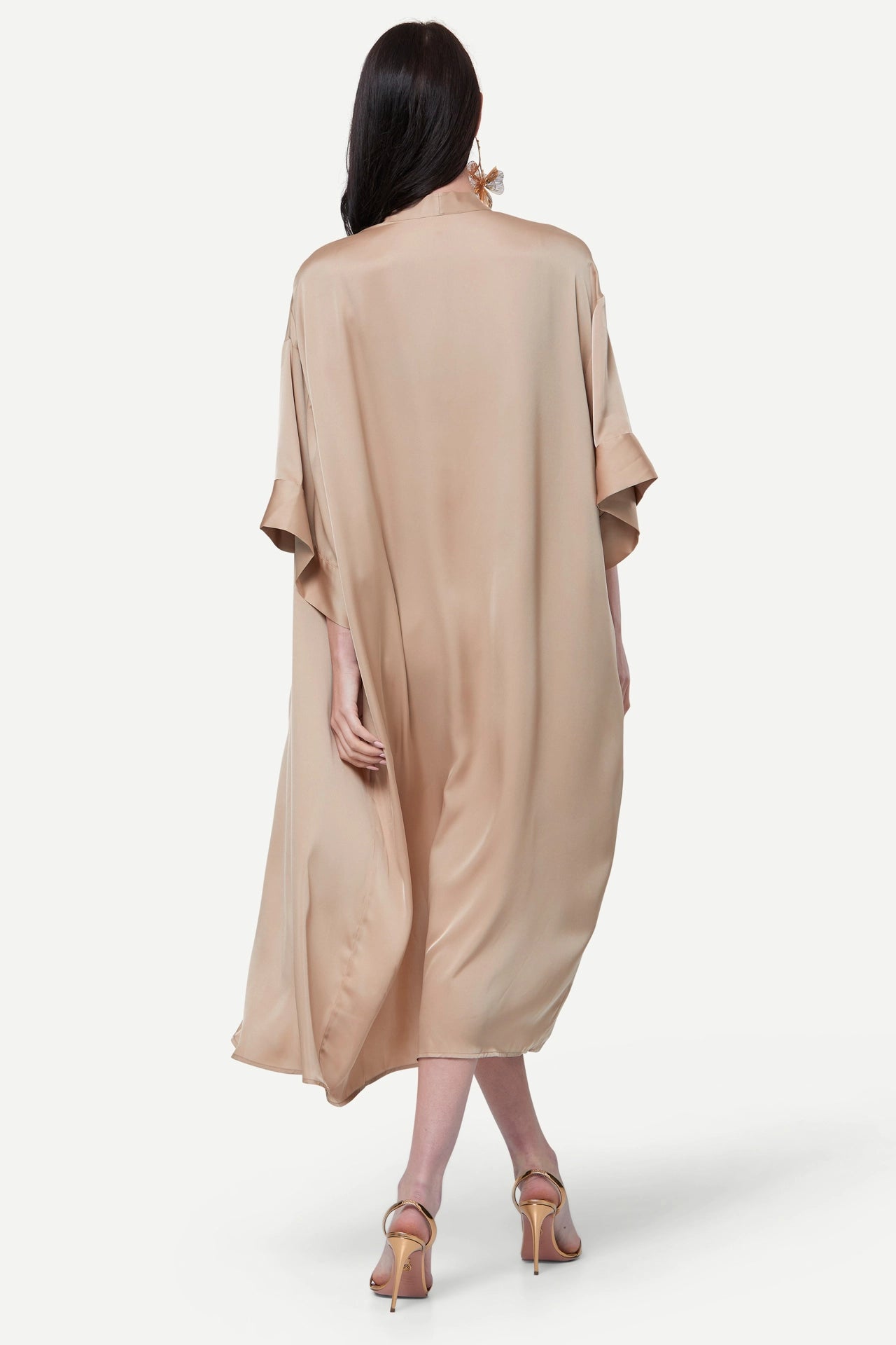 Zafur Destiny Satin Kimono in Gold