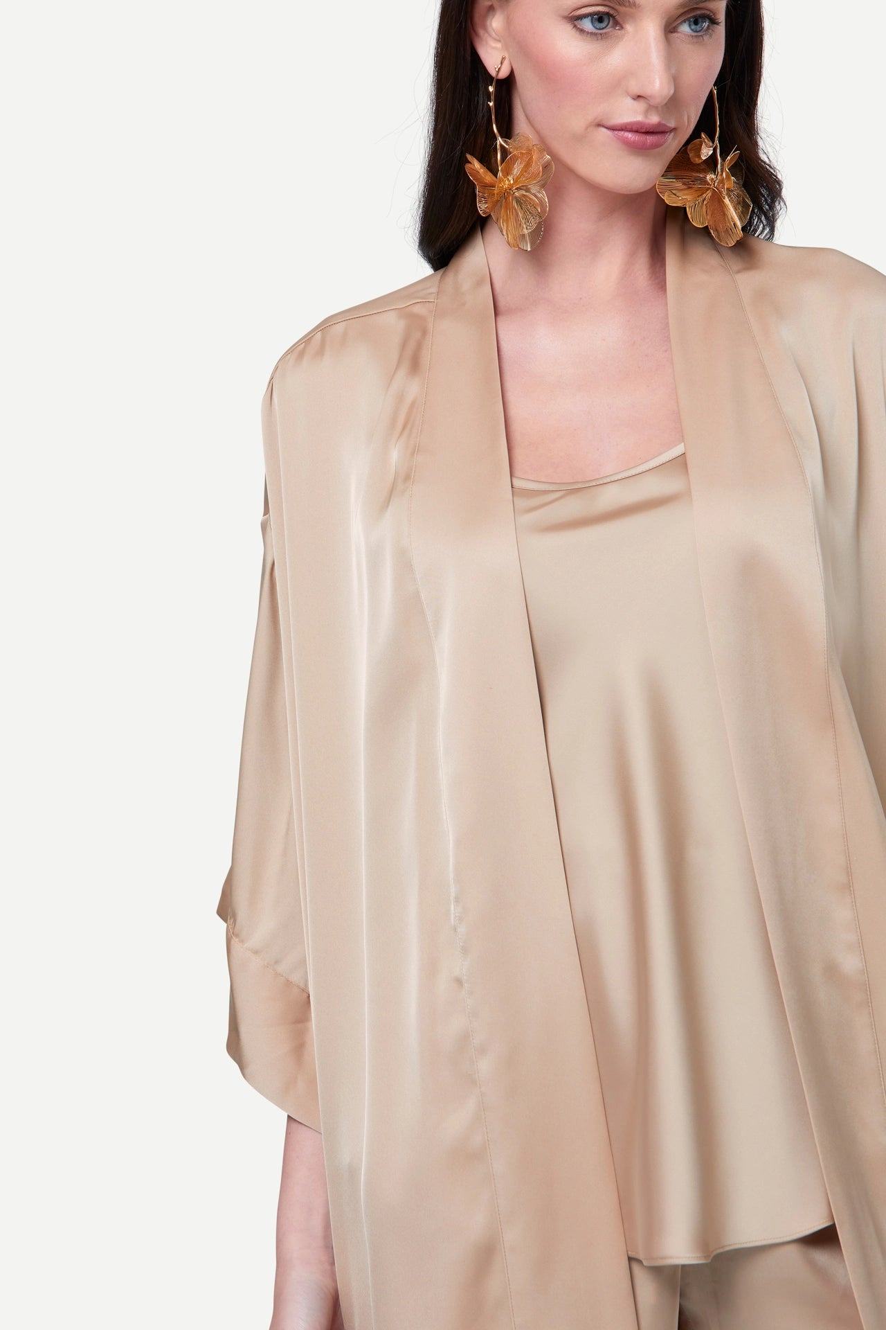 Zafur Destiny Satin Kimono in Gold