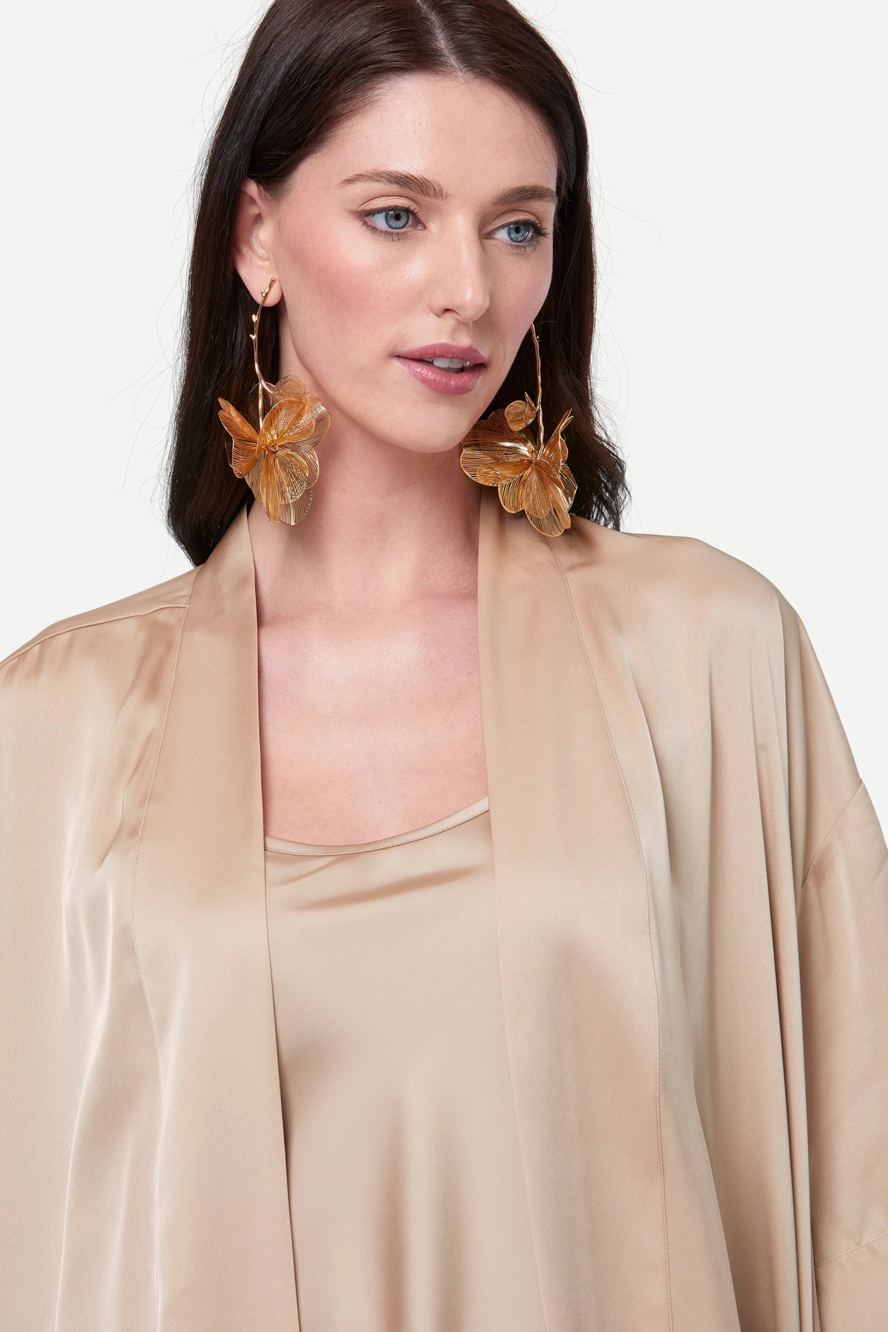 Zafur Destiny Satin Kimono in Gold