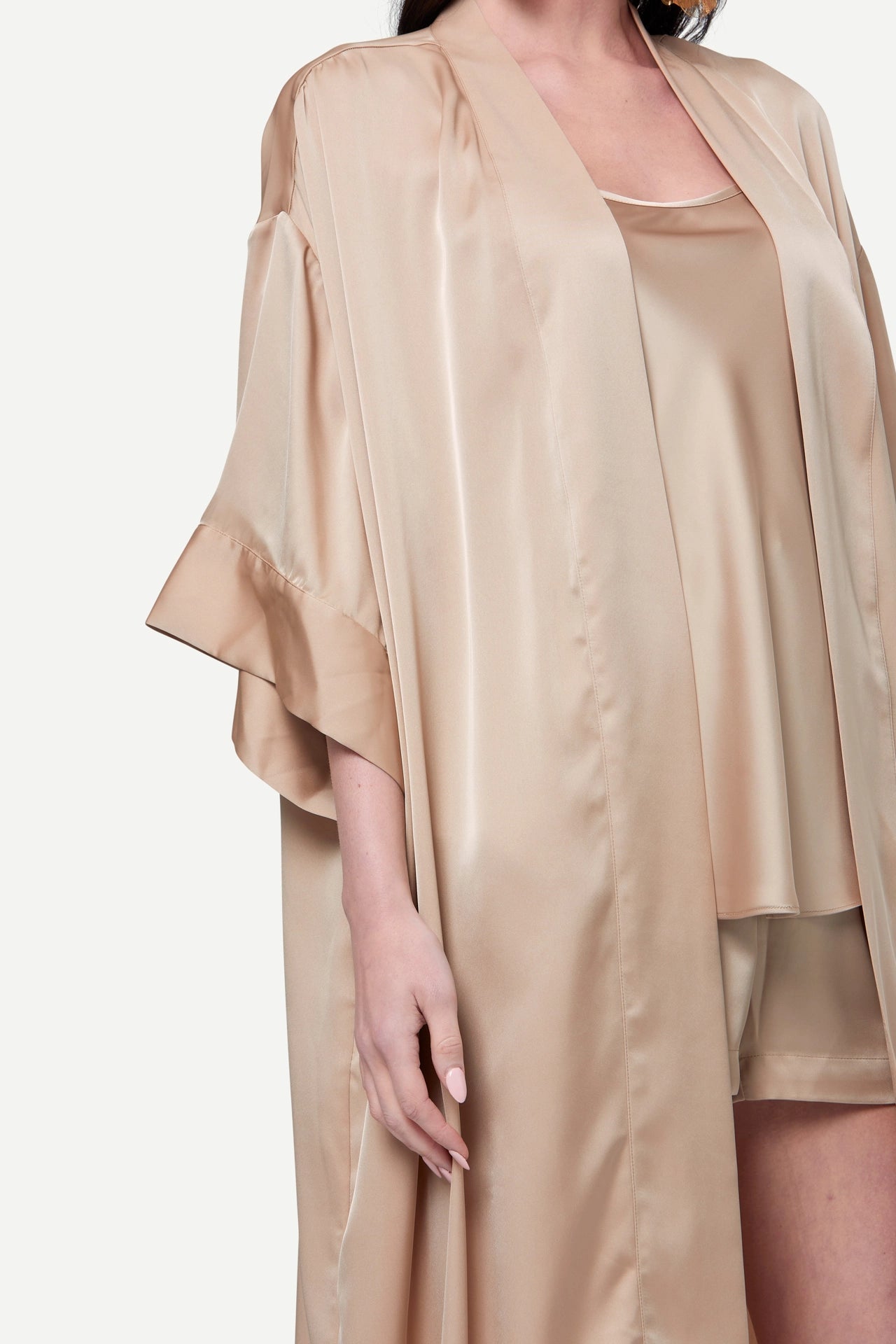 Zafur Destiny Satin Kimono in Gold