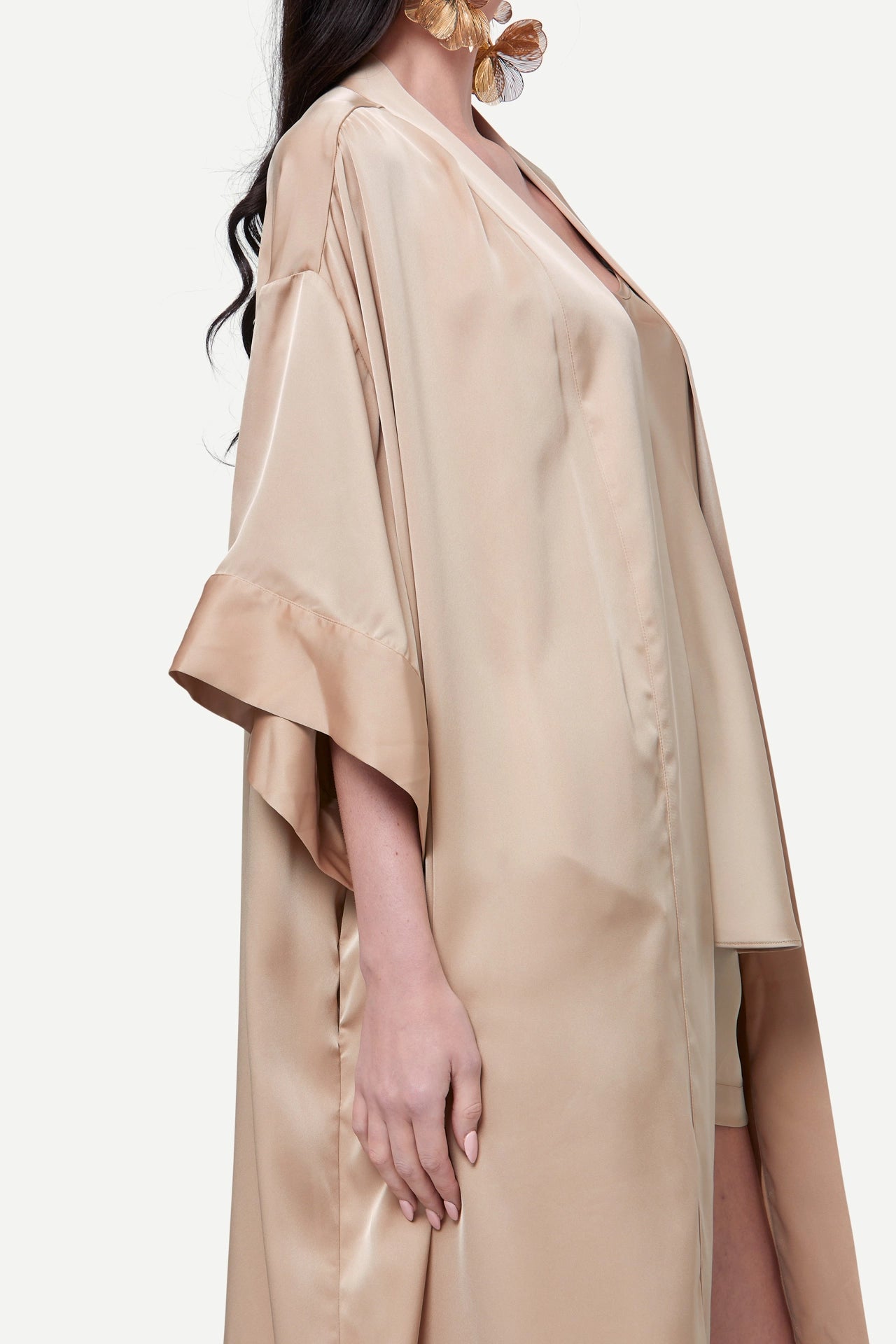 Zafur Destiny Satin Kimono in Gold