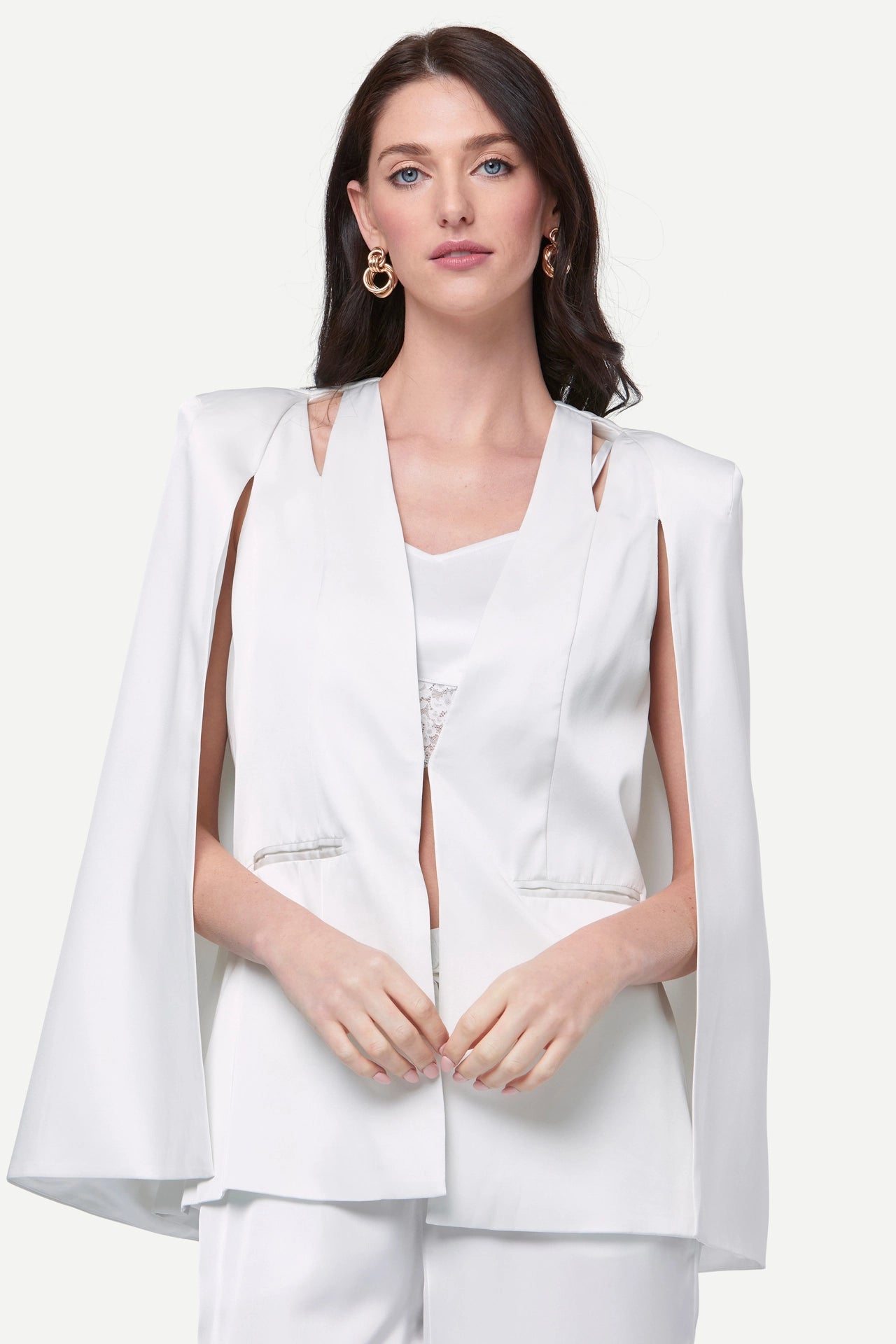 Zafur's Medinah Satin Blazer in White