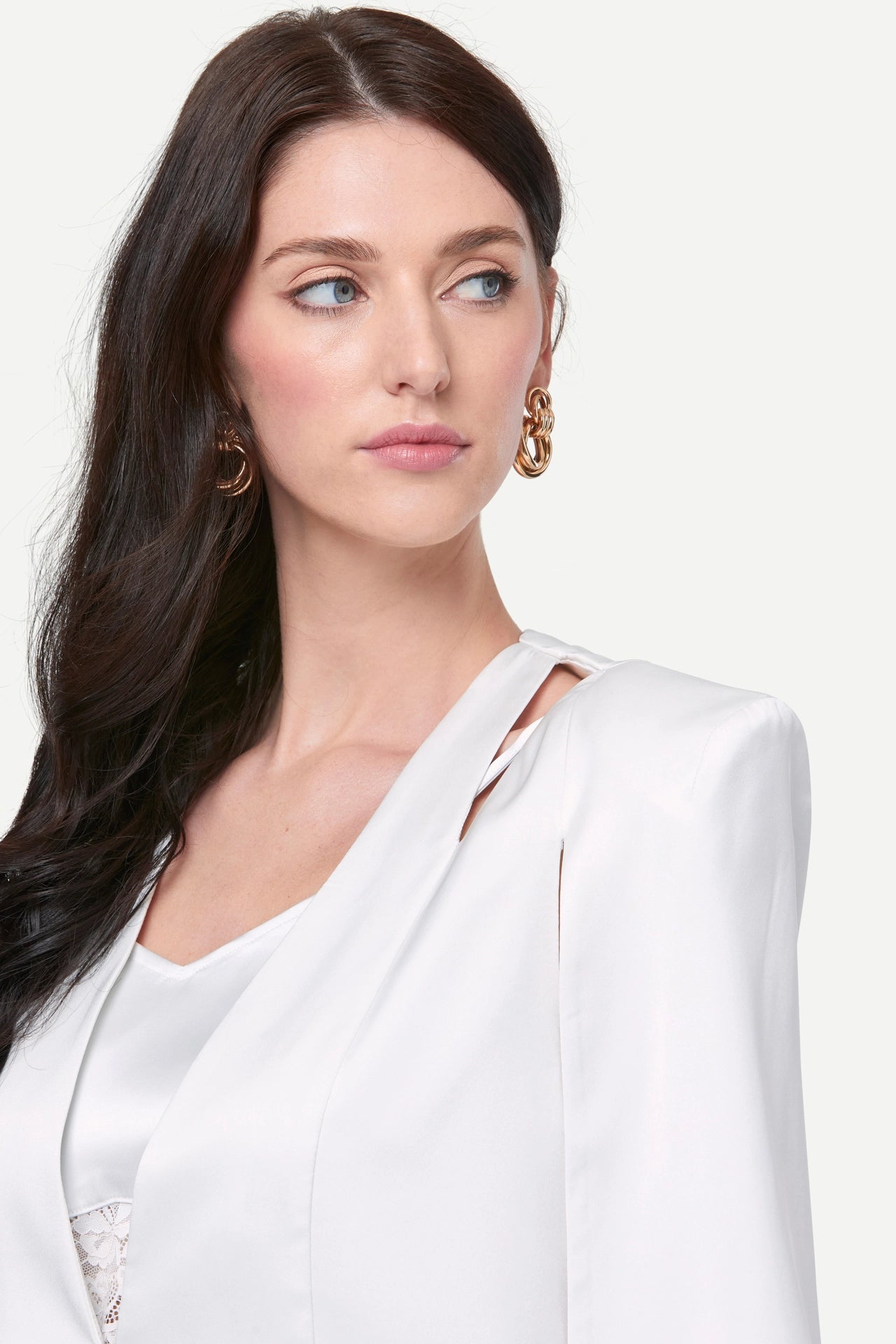 Zafur's Medinah Satin Blazer in White