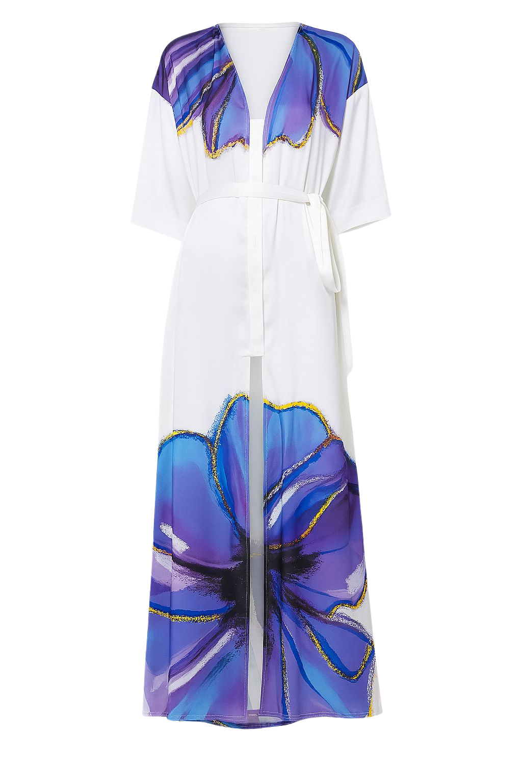 Santorini Dress in Flower Print on Snow White